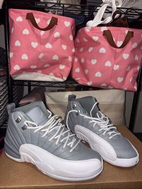 Air Jordan 12 Retro GS “Stealth” Grey/White – Size 6 Women / 4.5Y